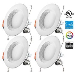 Otronics 5/6 inch Dimmable LED Recessed Lighting Fixture,15W(100w Replacement) 1100 Lumens(CRI93 ...