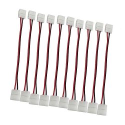 LightingWill 10pcs Pack Strip to Strip with Wire Solderless Snap Down 2Conductor LED Strip Conne ...