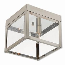 Livex Lighting 20588-91 Nyack 2 Light Outdoor Ceiling Mount 2, Brushed Nickel