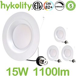 Hykolity 5/6 Inch LED Downlight Recessed Can Light Integrated Baffle Trim Design Retrofit Ceilin ...