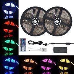 Waterproof LED Strip Lights 32.8ft (10m) RGB 300LEDs Color Changing 5050 Dimmable Multicolored L ...