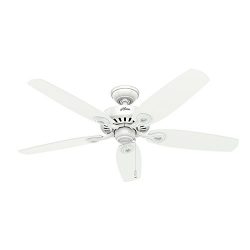 Hunter 53240 Builder Elite 52-Inch Ceiling Fan with Five Snow White Blades, Snow White