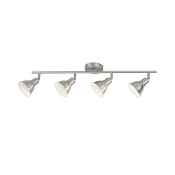 BONLICHT 4-Light Adjustable Track Lighting Kit, Brushed Nickel Finish, GU10 Halogen Bulbs Included