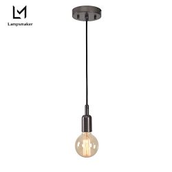 Lampsmaker E26 Light Socket Vintage Ceiling Hanging Light Fixtures,Mental Base Pendant Kit Texti ...