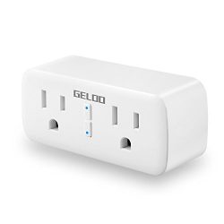 GELOO WiFi Smart Plug, WiFi Mini Dual Outlet Smart Socket 10A Timing Switch with Energy Monitori ...