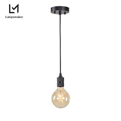 Lampsmaker E26 Light Socket Vintage Ceiling Hanging Light Fixtures,Mental Base Pendant Kit Texti ...