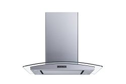 30″ 400 CFM Convertible Island Mount Range Hood with Mesh Filters and Stainless Steel Pane ...