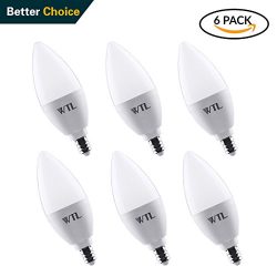E12 LED Candelabra Bulb, 60W Equivalent 2700K Warm White and 6W 550LM Non-Dimmable, E12 Base Lig ...