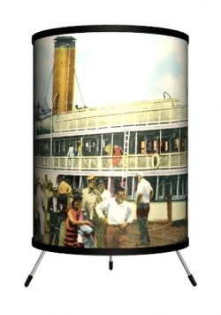 Lamp-In-A-Box TRI-TRV-NEWBI Travel New Harbor, Block Island Postcard Tripod Lamp, 8″ x 8&# ...