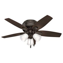 Hunter 51078 Hunter Newsome Low Profile with 3 Kit Ceiling Fan with Light, 42″, Premier Bronze