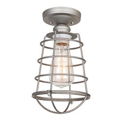 Design House 579623 Ajax 1-Light Semi-Flush Ceiling Mount with Edison Bulb, Galvanized Steel