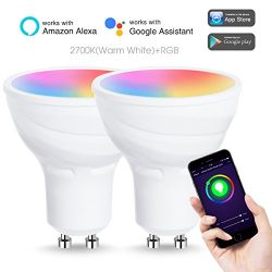 LOHAS Smart LED Bulbs, Dimmable GU10 LED Wifi Light Bulb, RGB + Warm White Color Changing LED, R ...