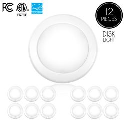 Parmida (12 Pack) 5/6” Dimmable LED Disk Light Flush Mount Ceiling Fixture, 15W (120W Replacemen ...
