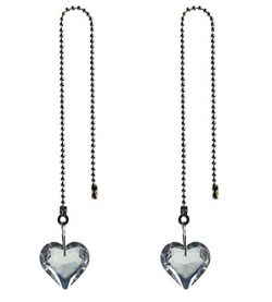 Hyamass 2pcs Crystal Heart Prisms Pendant Ceiling Fan Pull Chain Extender with Ball Chain Connector