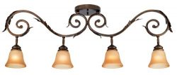 Pro Track Bronze Scroll 4-Light Amber Glass Track Fixture