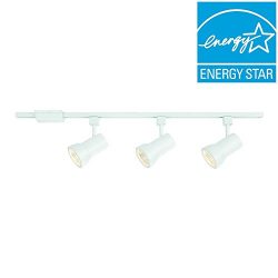 Hampton Bay 44 in. 3-Light White Integrated LED Track Lighting Kit with Large Cylinder Metal Shades