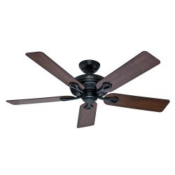 Hunter 53104 The Savoy 52-Inch Matte Black Ceiling Fan with Five Walnut/Light Cherry Blades