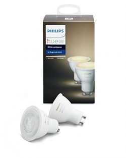 Philips Hue 2-Pack White Ambiance GU10 Dimmable LED Smart Spot Light (Compatible with Amazon Ale ...