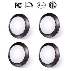 4-Pack 7.5 inch Dimmable LED Disk Light Flush Mount Ceiling Fixture with ETL FCC Listed, 950LM,  ...