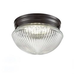 Truelite Industrial Flush Mount Ceiling Light with Glass Shade Oil Rubbed Bronze Hanging Ceiling ...