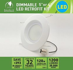 Bioluz LED 6″ BRIGHTEST RETROFIT (120 Watt Equivalent) WARM WHITE UL-listed Dimmable Retro ...