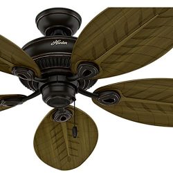 Hunter Fan 54 in. Indoor/Outdoor Ceiling Fan without Light in Onyx Bengal, 5 Palm Shaped Fan Bla ...