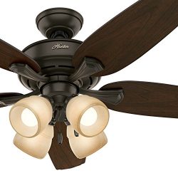 Hunter Fan 52″ LED Ceiling Fan with 4 Lights in a New Bronze Finish (Certified Refurbished)