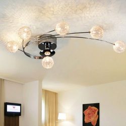 Jiuzhuo Modern Globe Shade 6-Light Semi Flush Mount Ceiling Light Fixture