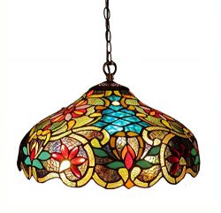 Chloe Lighting CH1A674VB18-DH2 Leslie, Tiffany-Style Victorian 2-Light Ceiling Pendant Fixture,  ...