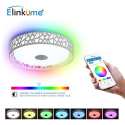 ELINKUME Music LED Ceiling Light, High Sound Quality Speaker + Bluetooth Control via Smart Phone ...