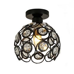 Ceiling Light Hand-Made Crystal Living Room Light Black Painting Iron Corridor Lamp MAX 60w