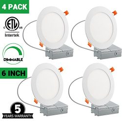 6 Inch Slim LED Downlight, Dimmable, 12W (100W Equivalent), 5000K Daylight White, 950Lm, ETL Lis ...