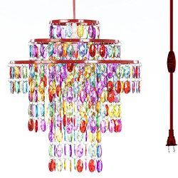 The Original Gypsy Color One Light Plugin Chandelier with Three Tiers of Hanging Crystals H14 W1 ...