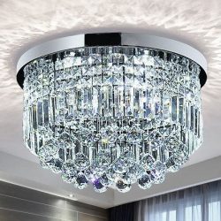 Saint Mossi Modern K9 Crystal Raindrop Chandelier Lighting Flush mount LED Ceiling Light Fixture ...