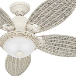 Hunter Fan 54″ Textured White Finish Ceiling Fan with Swirled Marble Glass Light Kit (Cert ...