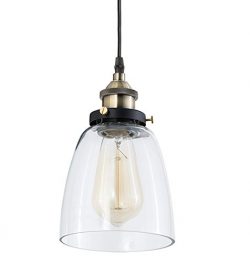 Light Society Camberly Mini Pendant Light, Clear Glass Shade with Brushed Bronze Finish, Vintage ...