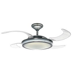 Hunter 59085 Fanaway Retractable Blade 48″ Brushed Chrome Ceiling Fan with Light Kit and R ...