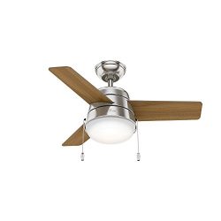 Hunter 59303 36″ Aker Ceiling Fan Hunter Light, Small, Brushed Nickel
