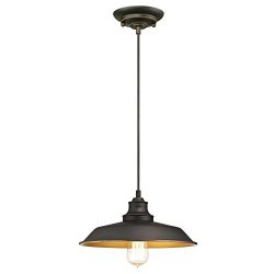 Westinghouse Iron Hill Indoor Pulley Pendant, Oil Rubbed Finish with Highlights and Metallic Bro ...