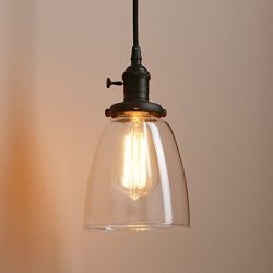 Pathson 1-Light Mini Pendant Lighting with Clear Glass Shade, Vintage Style Hanging Lamp Fixture ...