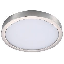 GetInLight Round 8-inch Dimmable Flush Mount Ceiling Fixture, (2nd Generation), 14 Watt, Brushed ...