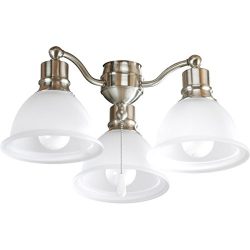 Progress Lighting P2623-09 3-Light Fan Light Kit, Brushed Nickel