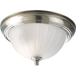 Progress Lighting P3816-09 1-Light Close-To-Ceiling with Etched Ribbed Glass, Brushed Nickel