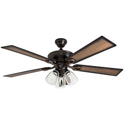 Prominence Home 40278-01 Glenmont Rustic Ceiling Fan with Barnwood Blades, LED Edison Bulbs, 3 S ...