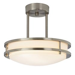 GLANZHAUS Modern 11.8 inches Brushed Nickel Finish Flush Mount Ceiling Light, Chandelier Ceiling ...