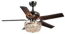 Whse of Tiffany CFL-8110 Angel 3-Light Crystal 5-Blade 43 inch Bronze Chandelier Ceiling Fan