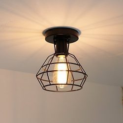 Create for Life Retro Vintage Industrial Mini Painting Metal Rustic Flush Mount Ceiling Light Pe ...