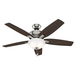 Hunter Fan Company 53312 Newsome Ceiling Fan with Light, 52″/Large, Brushed Nickel
