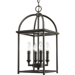 Progress Lighting P3884-20 Piedmont Collection Four-Light Foyer Lantern, Antique Bronze