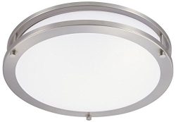 Green Beam 12 Inch Dimmable Sleek Brushed Nickel LED Ceiling Mount Light Fixture, Great for Offi ...